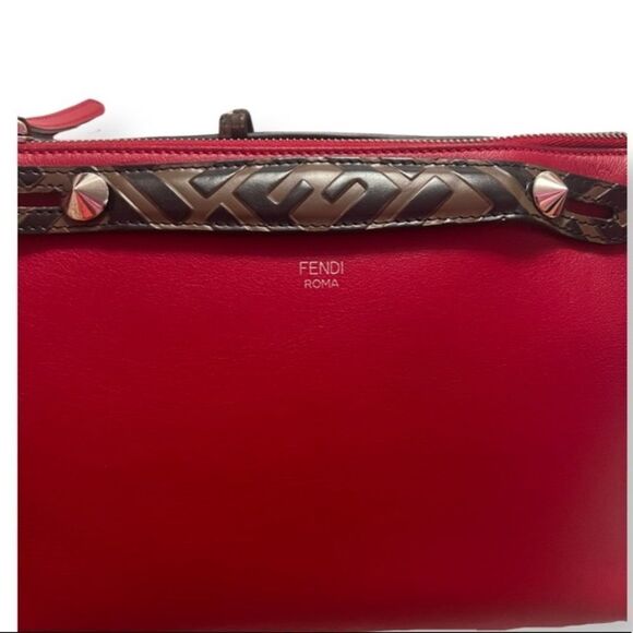 Fendi Small By The Way Red With FF Embossed Handles - Picture 6 of 13